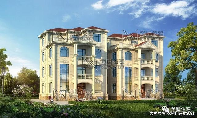 开间11米的四层双拼别墅，内设挑高客厅和茶室，兄弟合建最合适