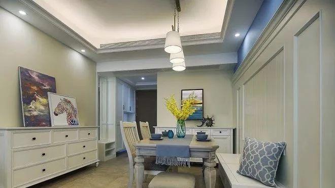 蓝与白装饰出的美式三居，有一种很仙的美！