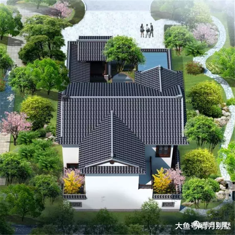 12.1×21.4米二层中式庭院，领略传统白墙灰瓦的魅力