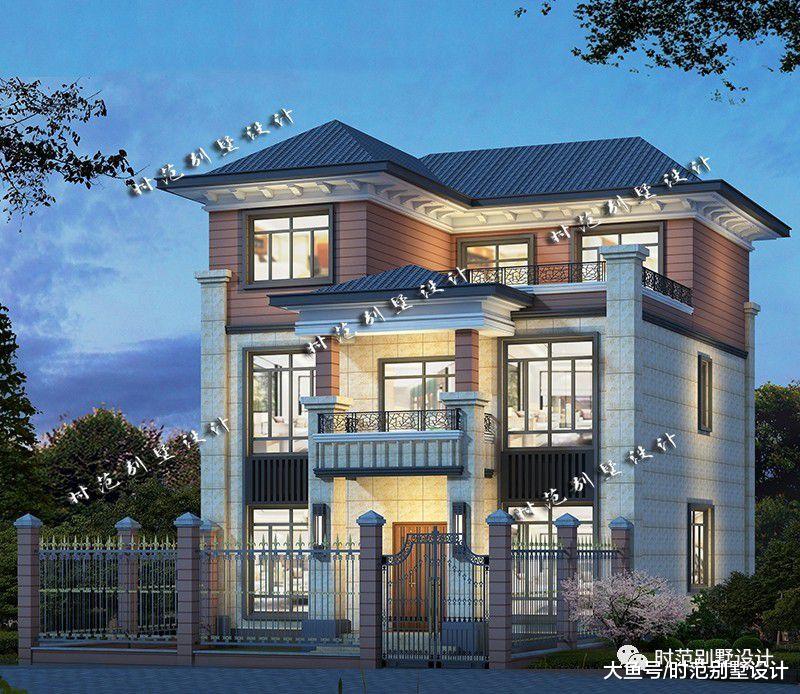 10x11米带影视厅和茶室的复式三层新中式别墅，8室6卫，适合自建