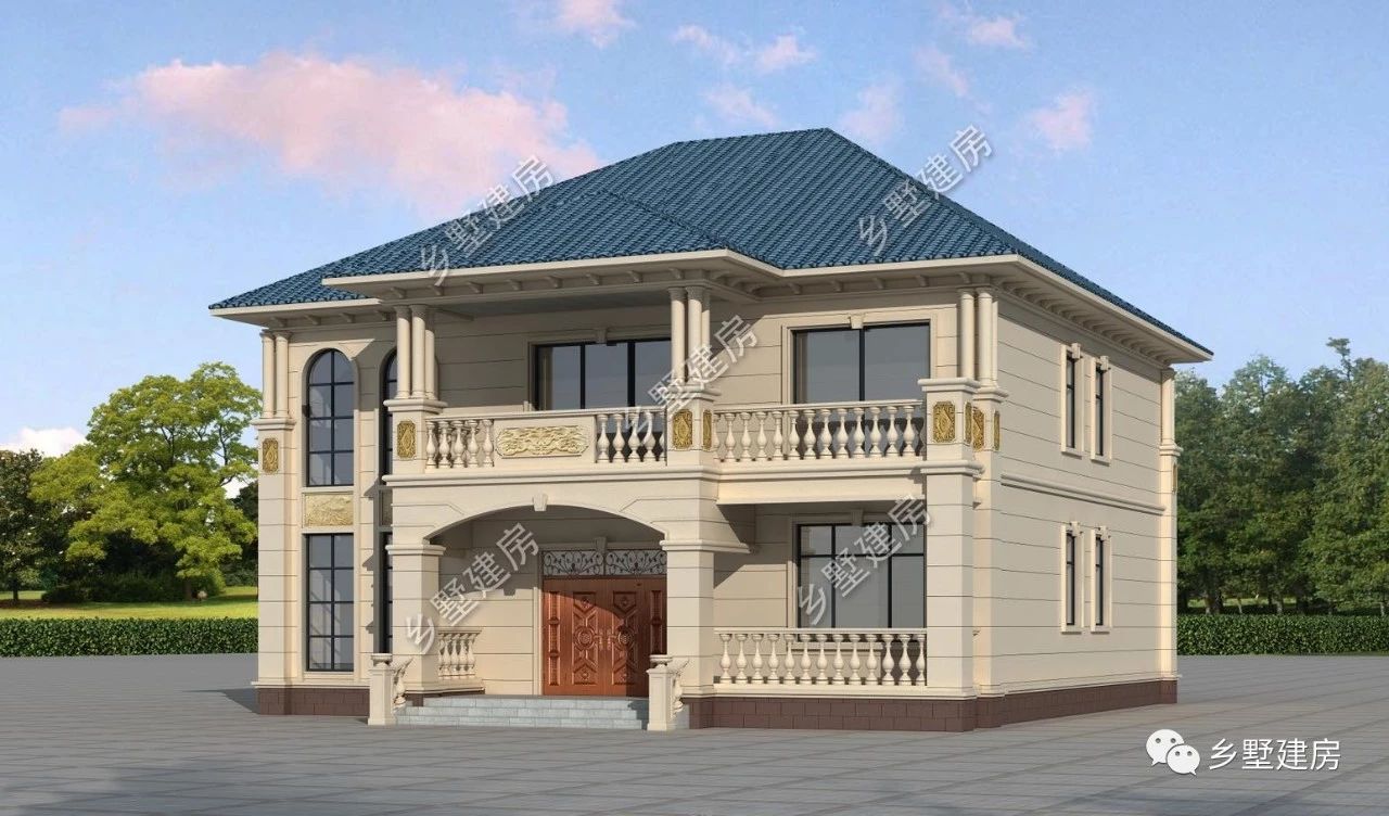 14x14米农村二层欧式别墅，大气端庄，建一栋羡煞旁人无数！