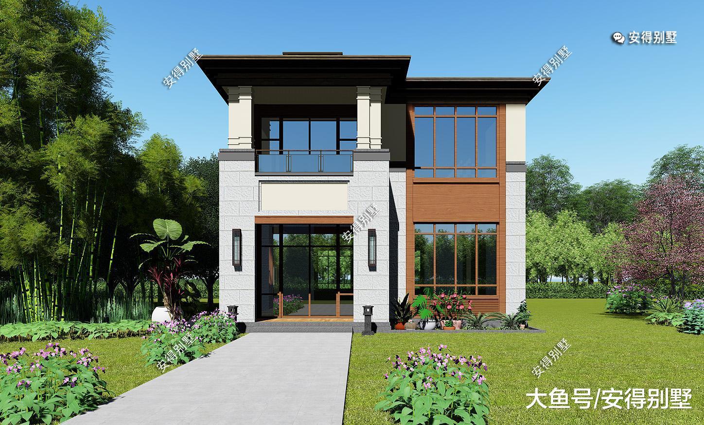 农村宅基地占地不大, 建一栋大气的2层现代中式别墅, 难得的好房子