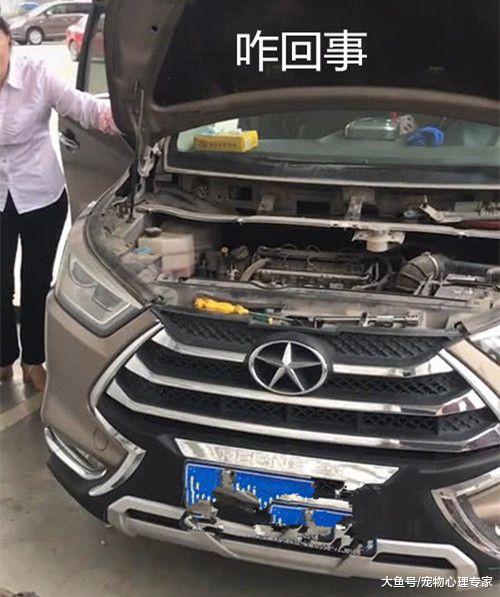 开车时听见阵阵怪声，男子觉得不对头，打开引擎盖后直呼好险