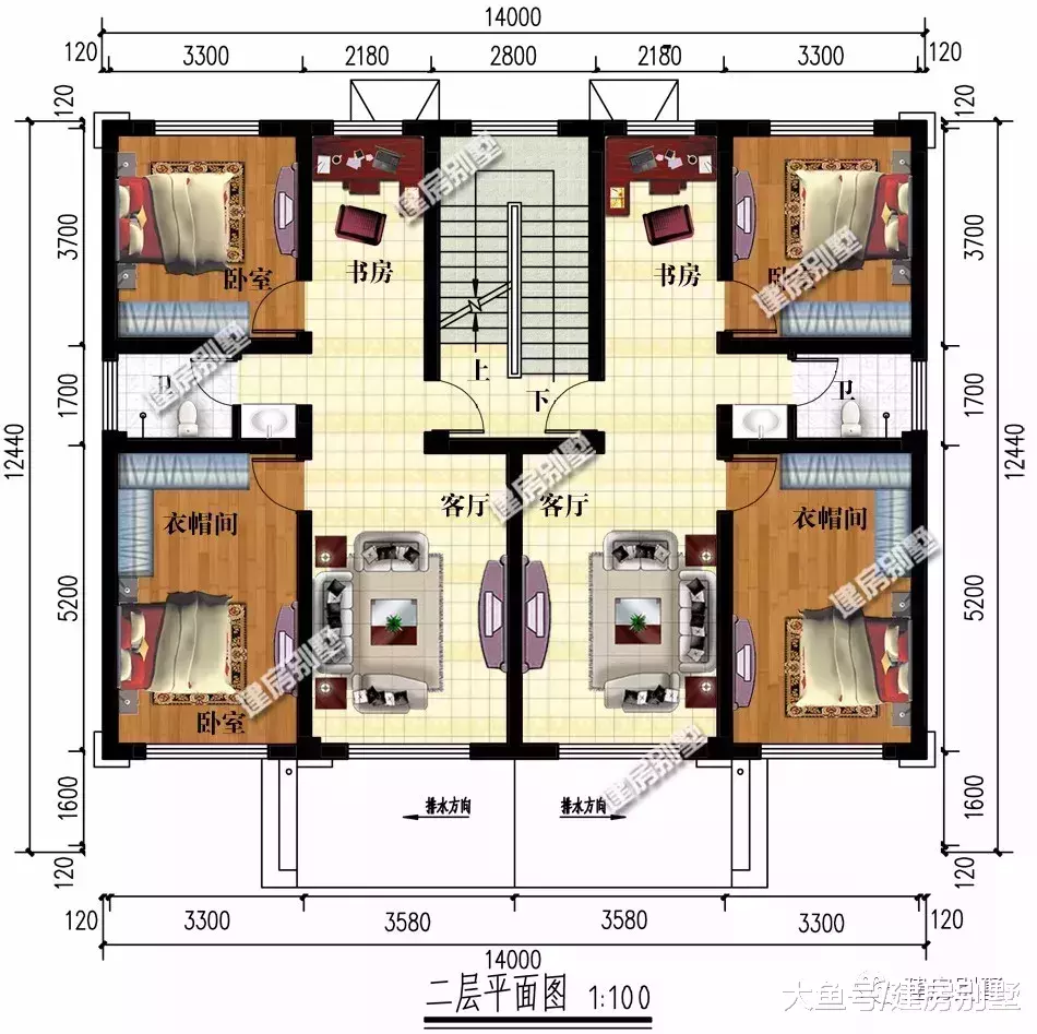 廚房單獨建的雙拼別墅，帶大堂屋設計，擺酒好方便