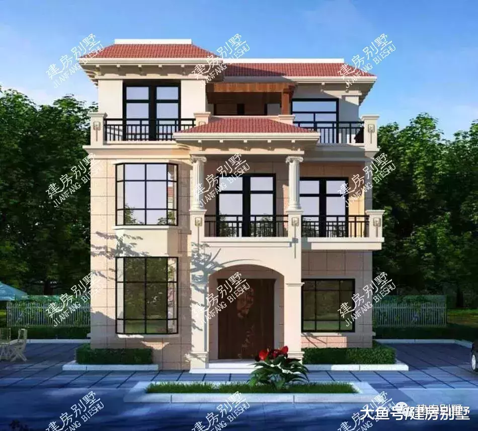 兩棟平屋頂設計的農村別墅，戶型好，挑不出一絲缺點