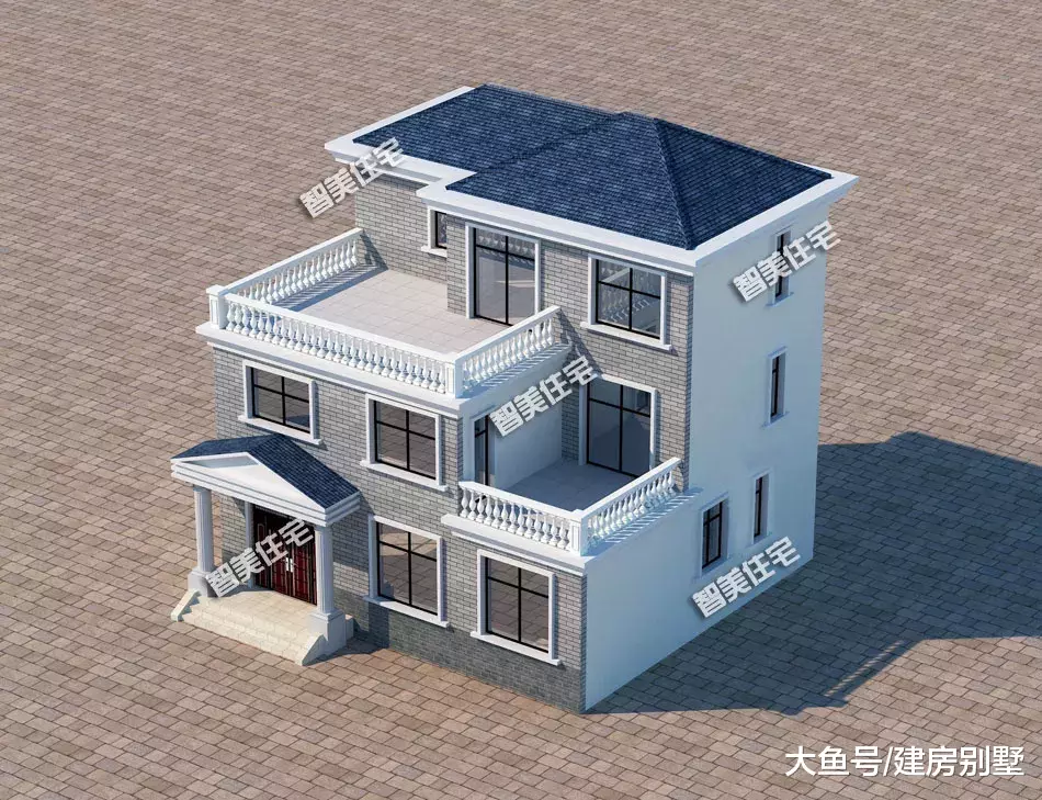 11.7×12.2米农村别墅，室内通透性好，居住方便舒适