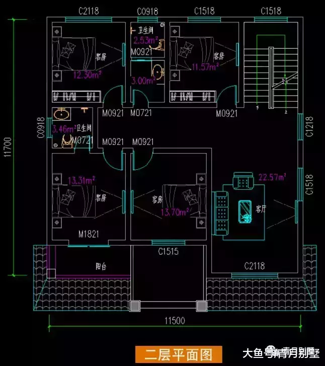 11.5米×11.7米三层乡村小别墅, 这户型值得借鉴