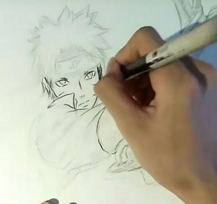 美术生画鸣人，开局一般，最后泼的墨水，网友大呼：神来之笔