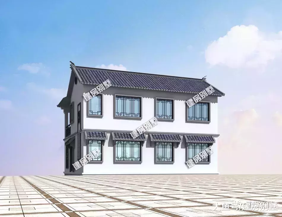 11.6×9.5米新中式别墅, 有地势差的宅基地, 学学这样建