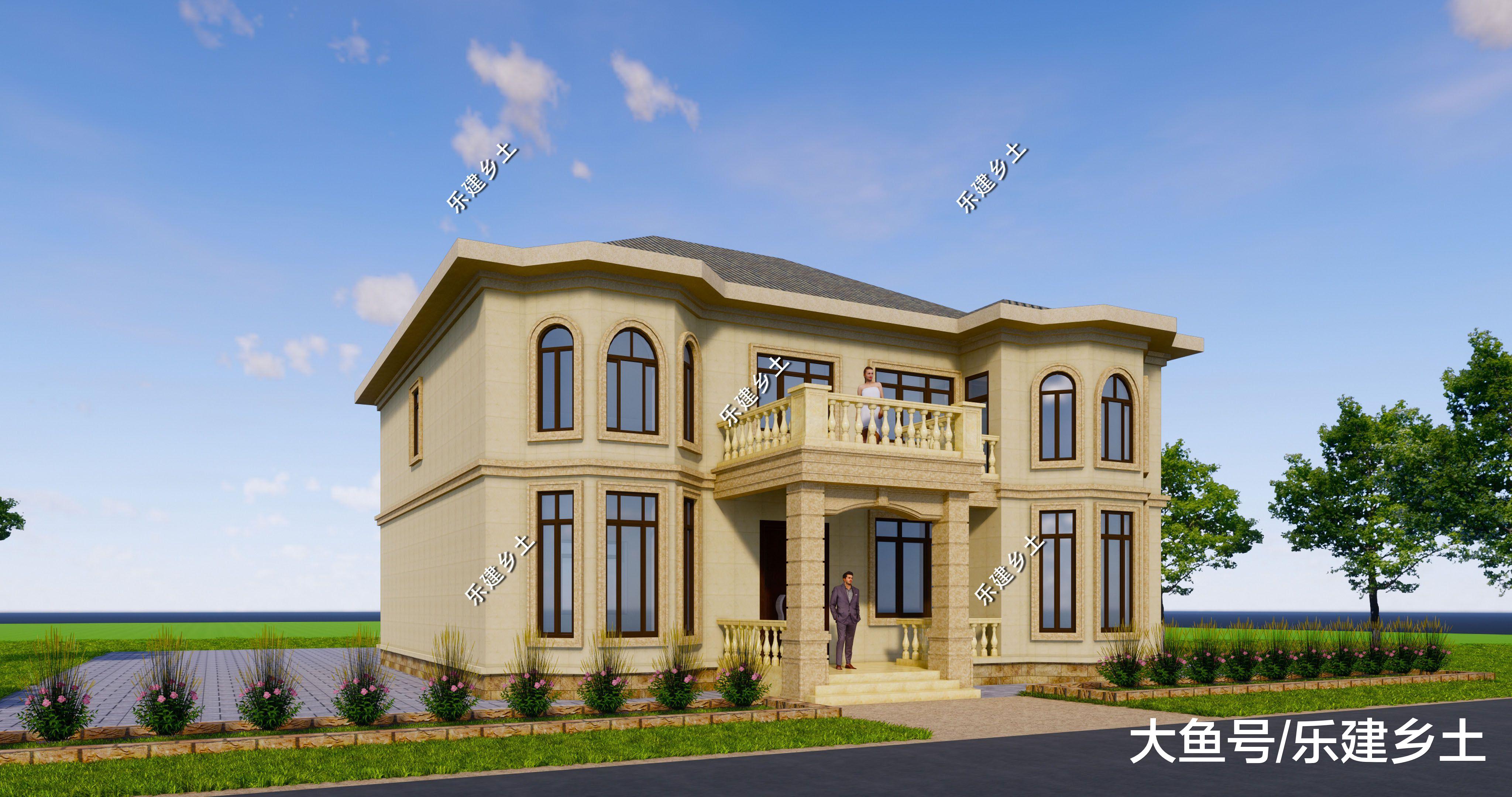 河北沧州周宅定制设计，二层15X14米欧式风格，造型精美