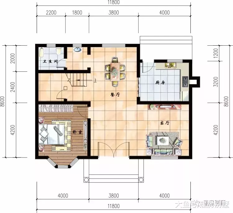 小巧精致的两层农村自建房，第一栋带复式客厅，隐含气派性