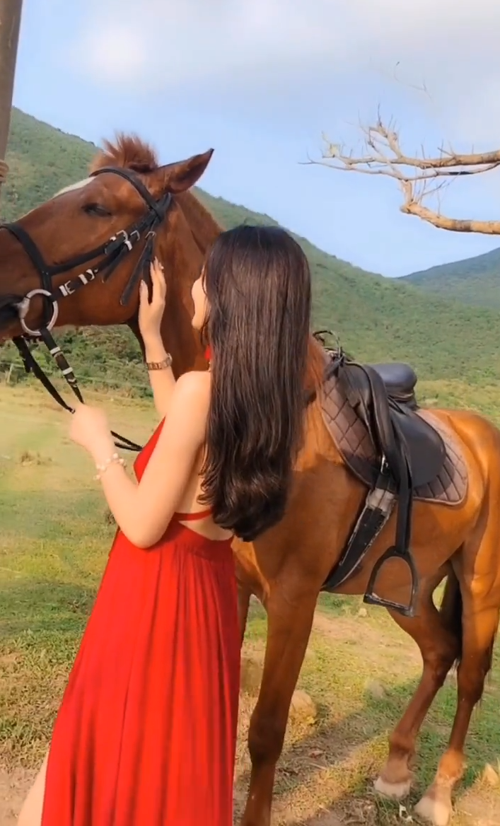 人长的漂亮，连马儿都愿意亲近