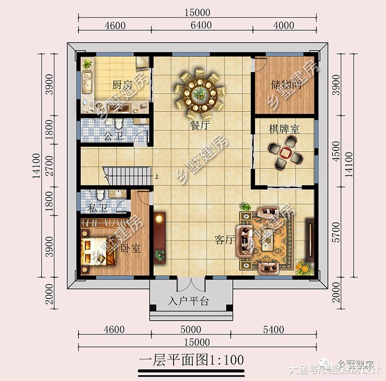 15×14.1米三层漂亮别墅，温馨又浪漫，看了就想建一栋！