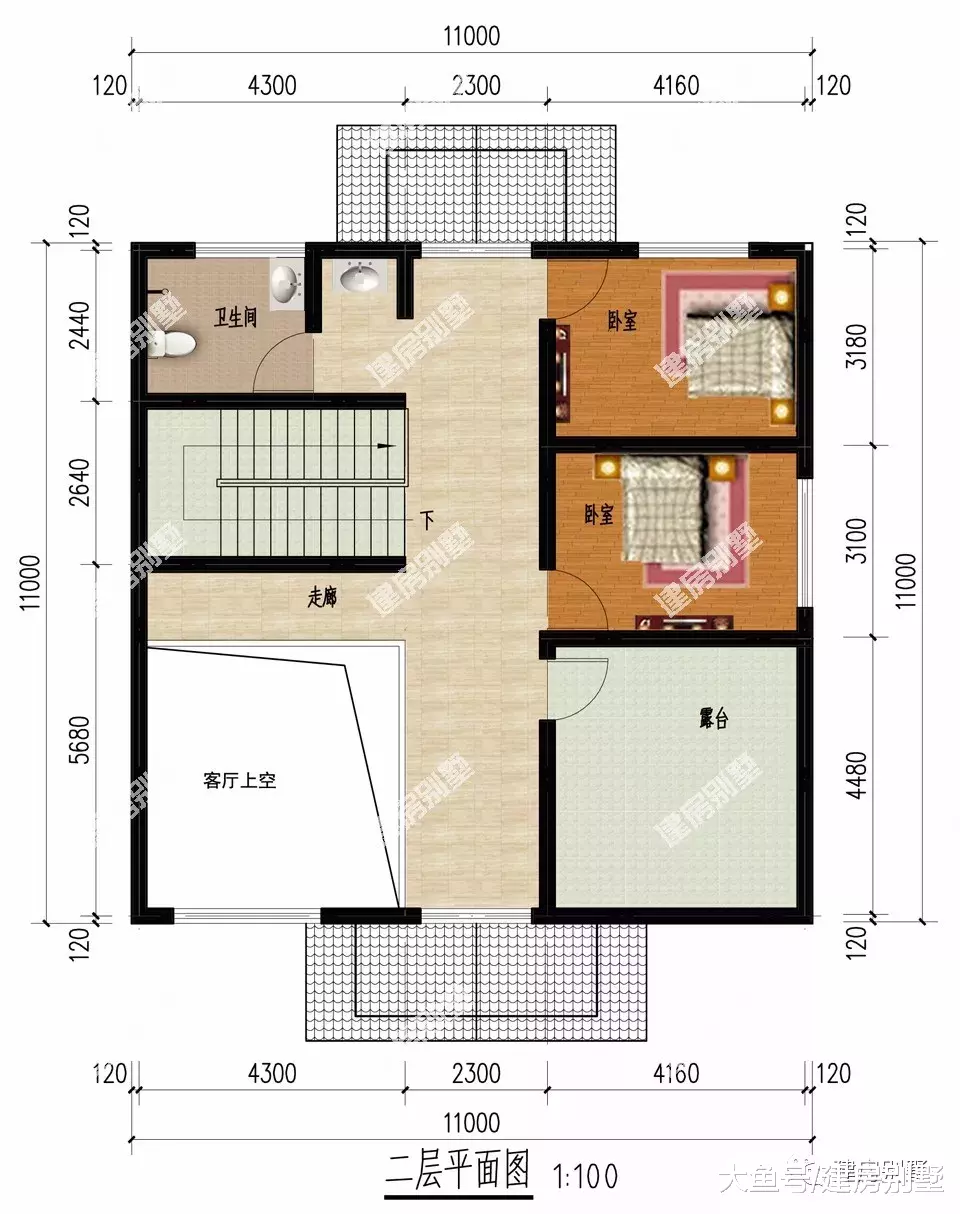 3栋宽11米的两层自建房，第一栋复式配落地窗，第三栋23万建