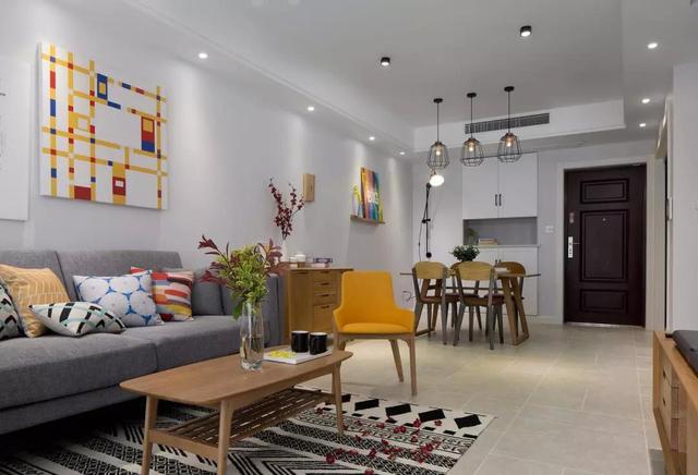 精致北欧小户型装修，跳跃性色彩的点缀，使得空间活泼又靓丽！