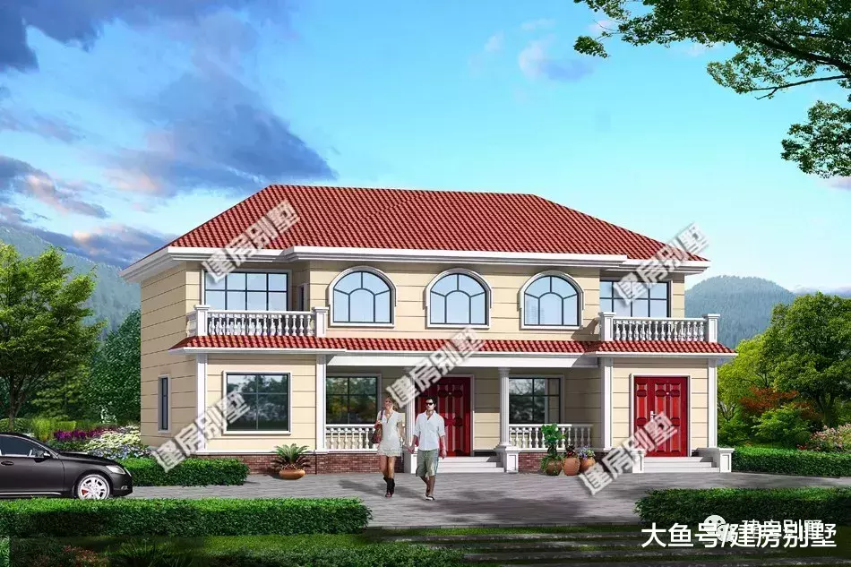 宽17米左右的两层自建房，卧室设计都不少，漂亮又方便