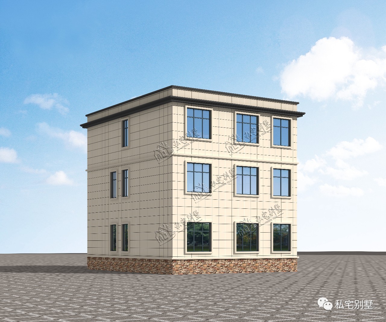 新款欧式两层半平顶别墅，占地不足120平却自带豪华既视感