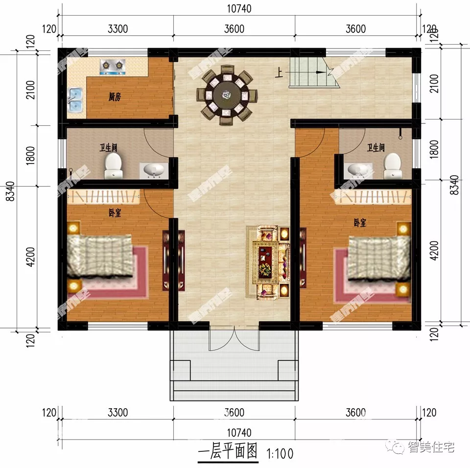 小面积的两层自建房别墅，户型好看，造价不到20万