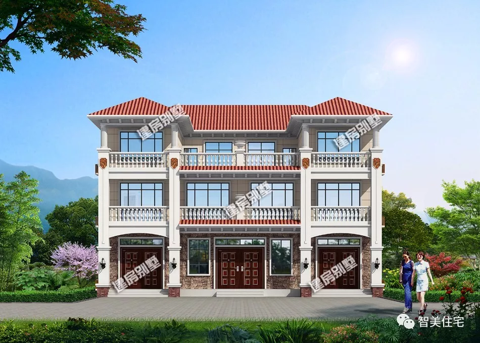 通透性好，共堂屋设计的双拼别墅，卧室多很方便