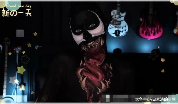 小姐姐挑战毒液仿妆，睁眼瞬间，网友：下巴掉胸上了