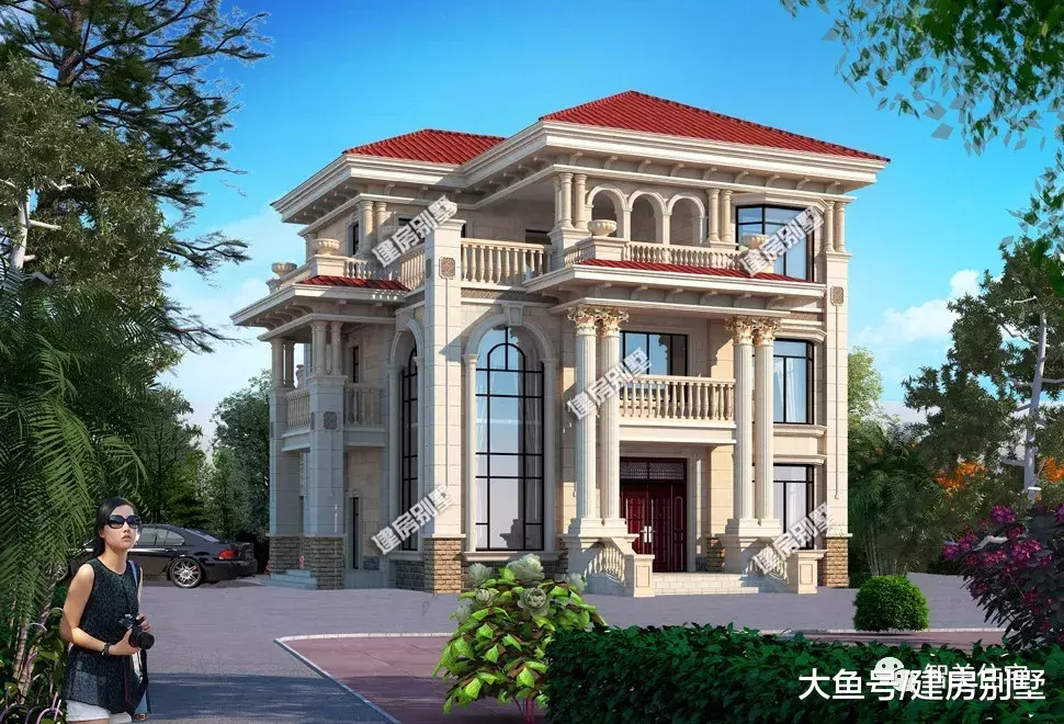 3栋建在农村的豪宅，外观都比较相似，每个村子能有一栋就不错了