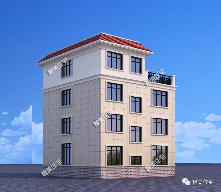 6栋平屋顶设计的四层别墅，包含中式、现代和欧式风格