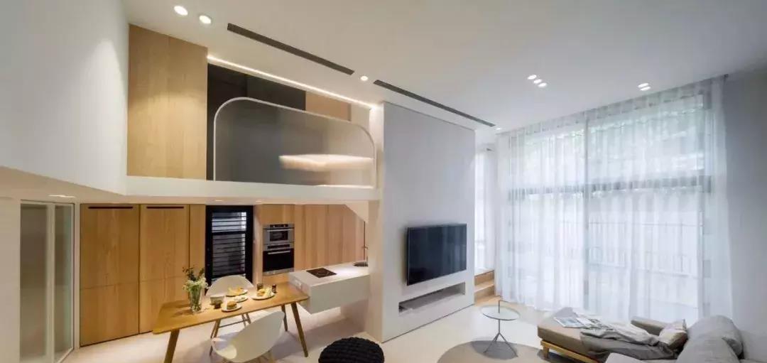 50平的小户型复式楼, 白色与木色构造的温馨小窝