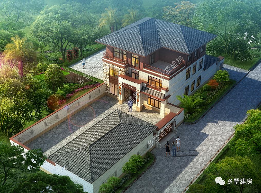农村自建三层小别墅, 带超级大院子, 有大宅基地就是好!