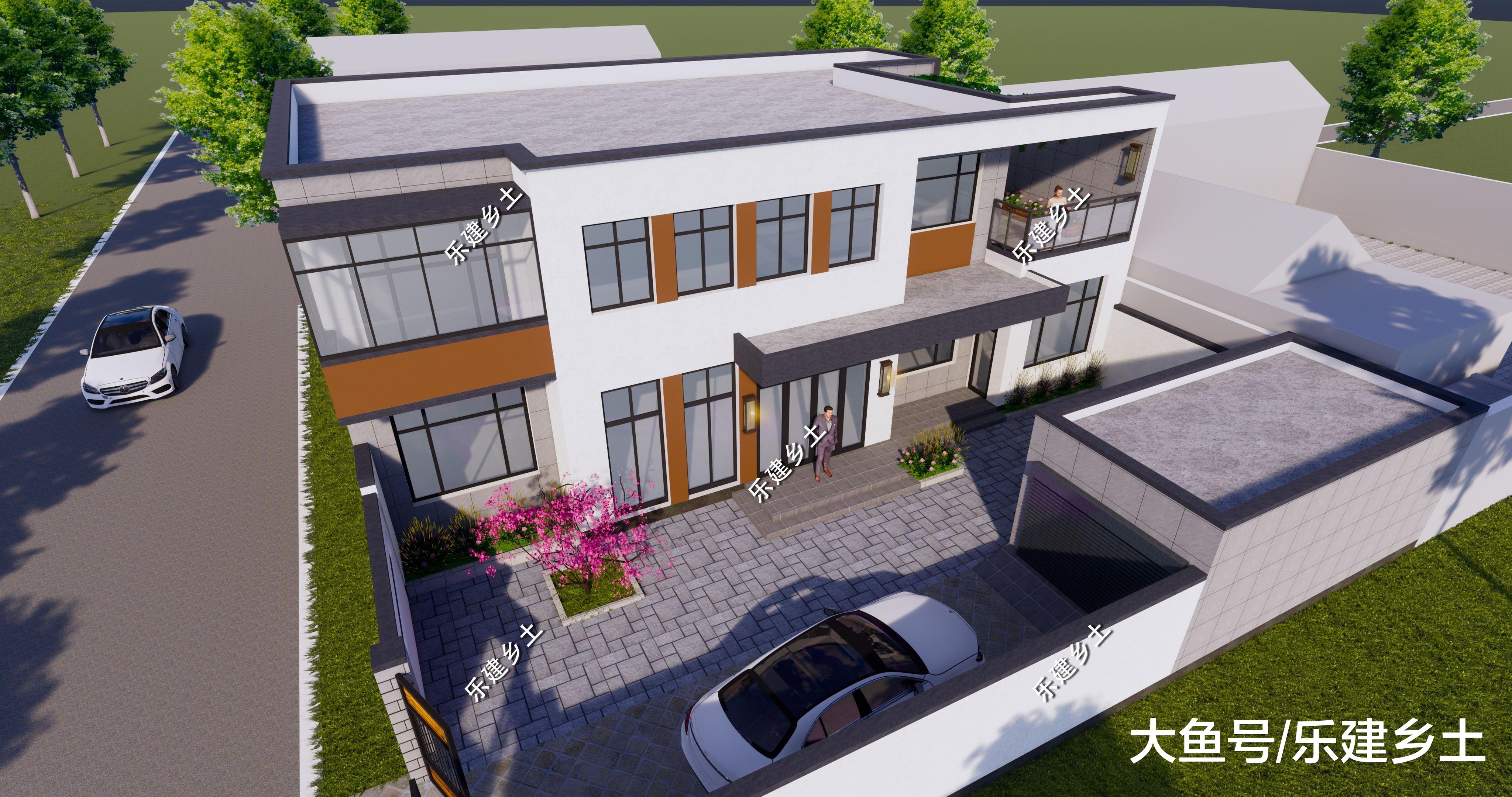 河北省河间市现代别墅设计，二层18X12米箱体结构，经典时尚！