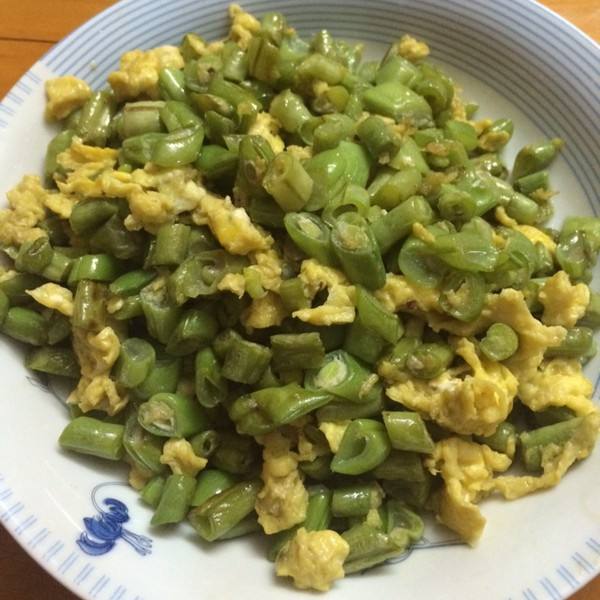 四季豆炒蛋，這菜真的特別好吃，老人小孩都愛吃