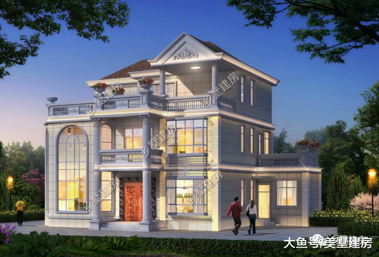 16.2×12欧式别墅，旋转楼梯+挑空客厅，主体造价34万