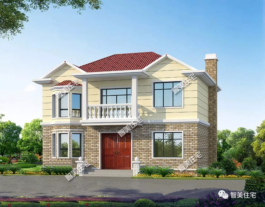 造价很低的两层别墅，带飘窗和落地窗，建在老家最合适