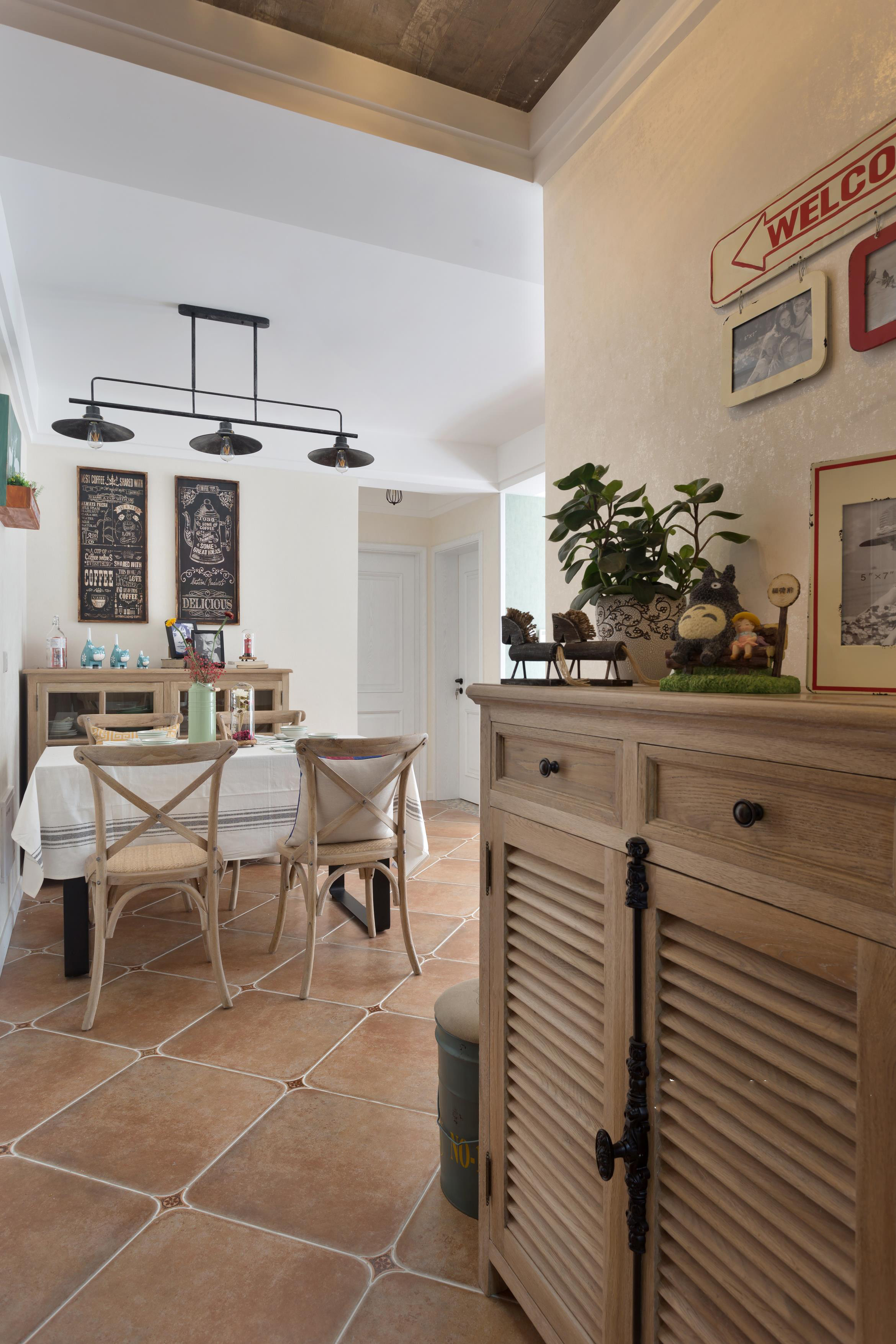 106平美式风三居室，花砖铺贴的三分离式卫生间，实用又好看！