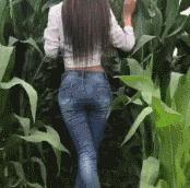 爆笑GIF 美女去玉米地干啥去？玉米苞都还没长呢！