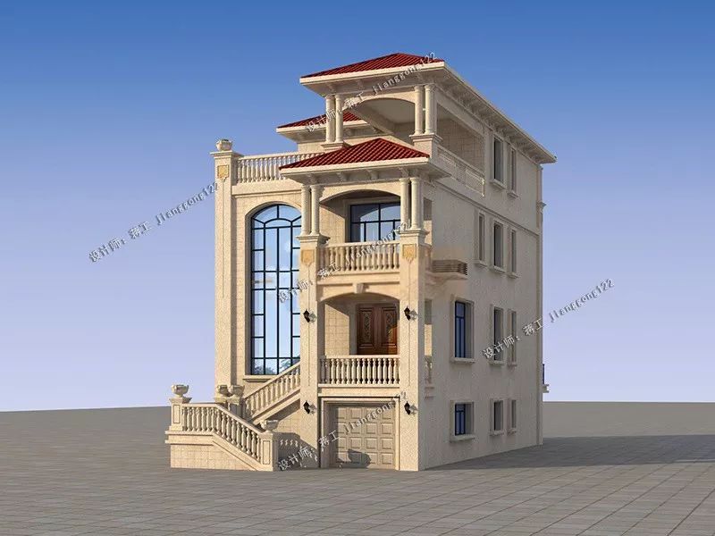 8×15米复式豪华农村别墅，带车库架空层，农村地势底就建这款