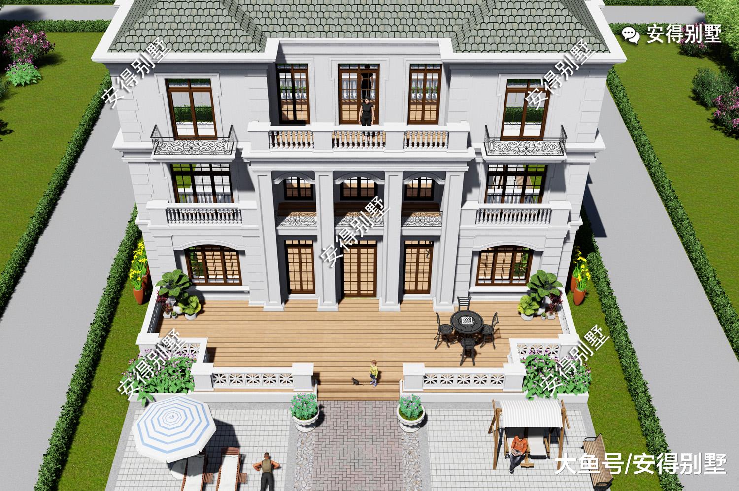 华贵大气的3层法式别墅，8间房间还带堂屋。