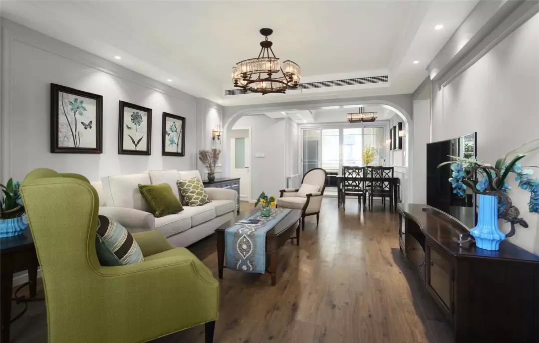 休闲、浪漫美式三居之家，灰蓝色的墙面设计就是时尚！