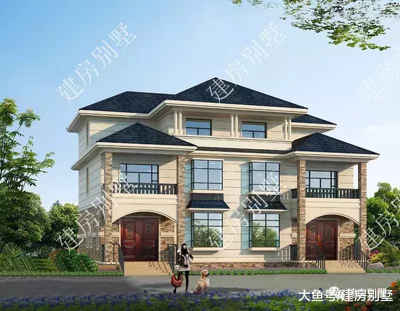 寬17-18米的兄弟雙拼別墅，合伙建房子，既大氣又省錢