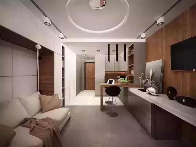 25㎡长条形单身公寓, 布局紧凑, 居然还能有办公区?