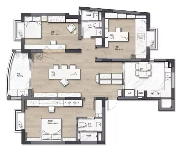 130㎡原木简约，客厅没沙发，满屋是书架，教授家就是不一样！