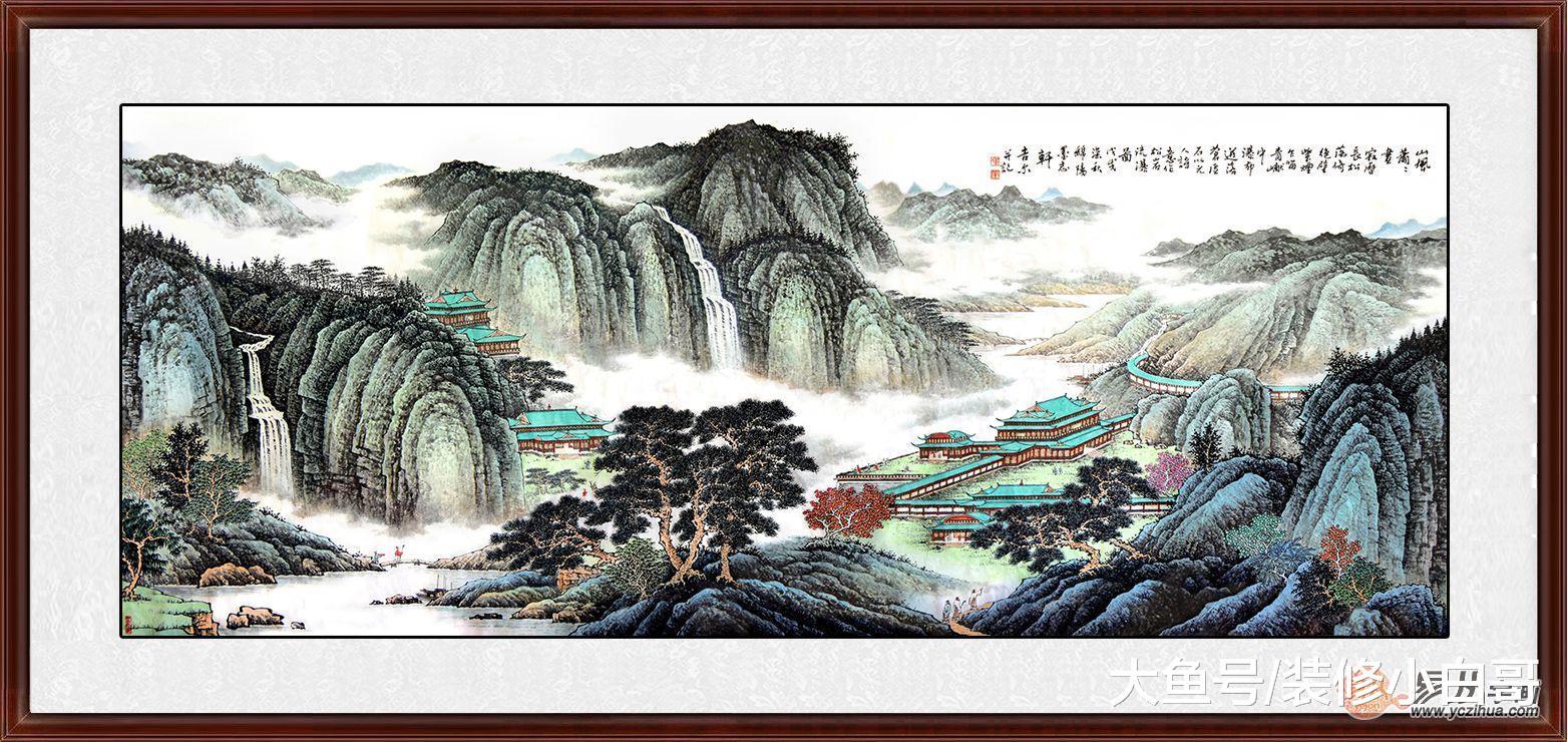 沙发背景墙挂什么画好? 选择手绘山水画装饰就是选择上档次!
