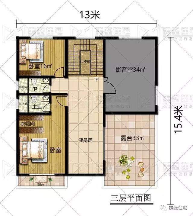 带健身房、影音室的三层复式结构住宅，这才是豪华别墅该有的品质