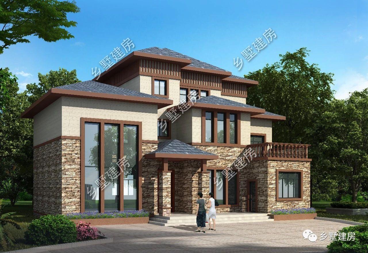 16x12米三层欧式农村别墅, 浪漫的造型在家乡别具一格