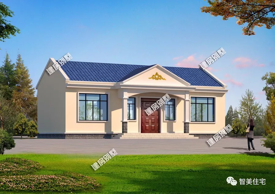 实用造价低的两栋一层别墅，第一栋带多边形窗，都适合给父母建