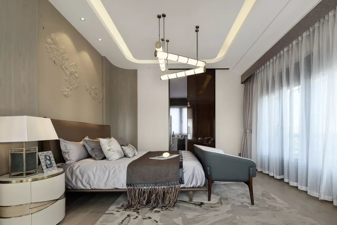 247㎡现代轻奢，素色+圆弧线条，档次优雅！