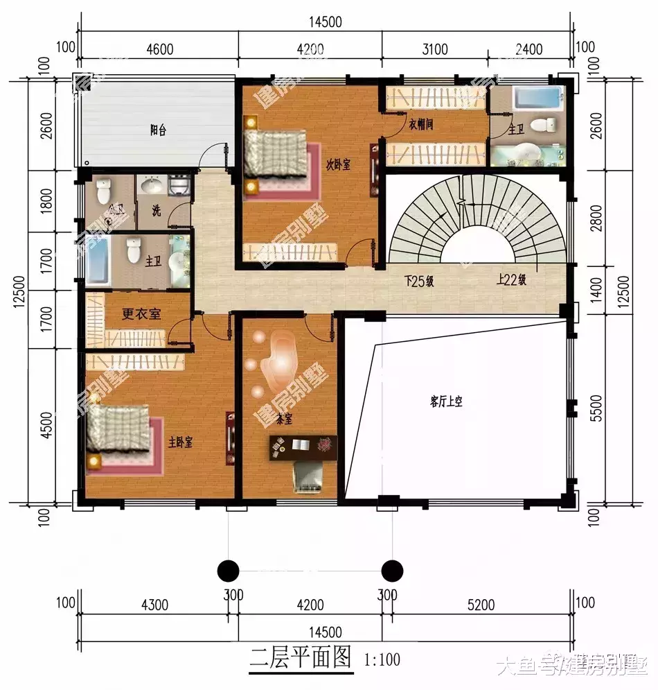 帶落地窗和旋轉樓梯的農村別墅，這樣建房夠氣派了吧！