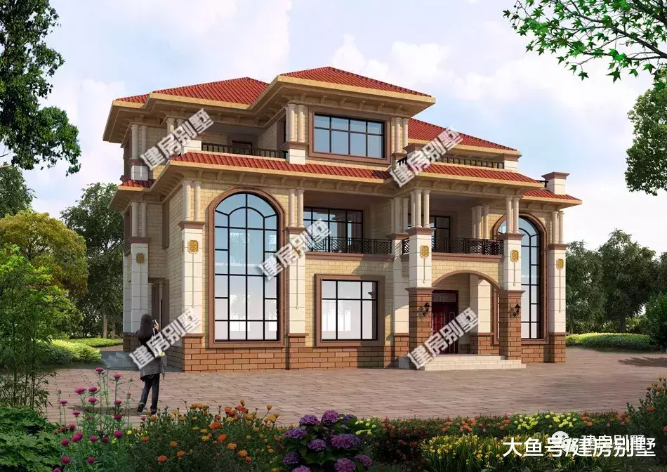 一棟別墅能住兩戶人家，很多兄弟都喜歡這樣建，夠氣派