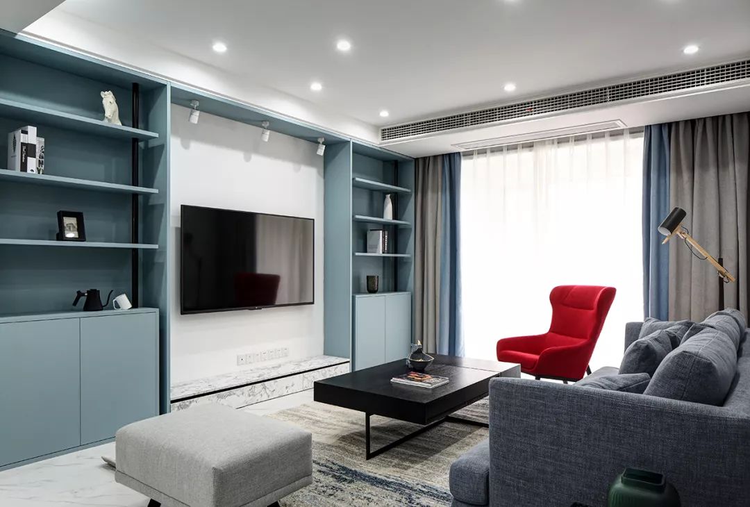 120㎡现代简约，优雅蓝色调，装出安静大方的气质