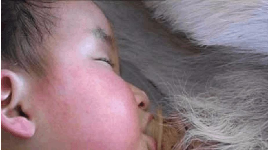 孩子48天的时候妈妈就去世了, 祖父用羊奶的母乳养活孩子