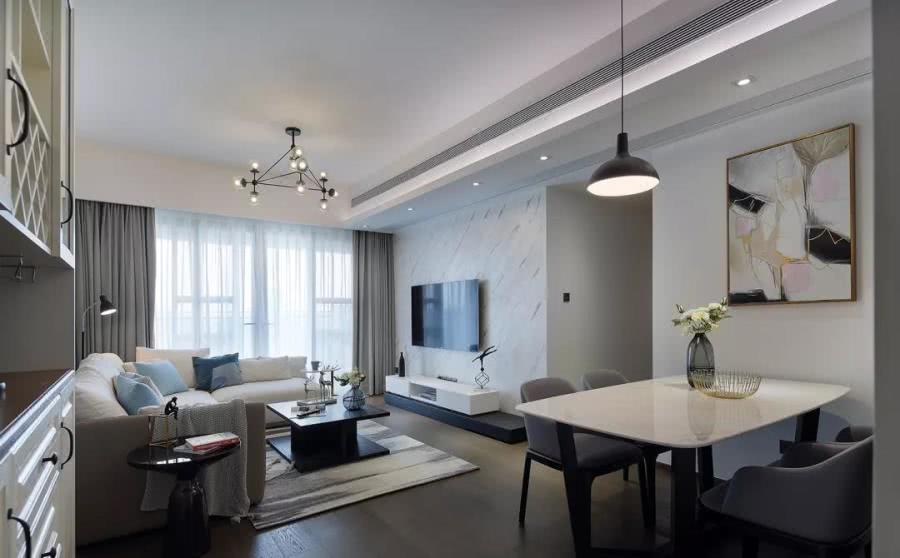 现代简约三居装修设计，淡蓝色与淡粉色的结合超梦幻！